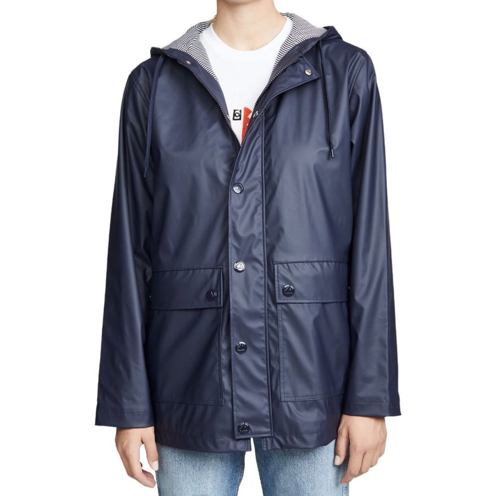Petit Bateau blue iconic Emily in Paris raincoat M